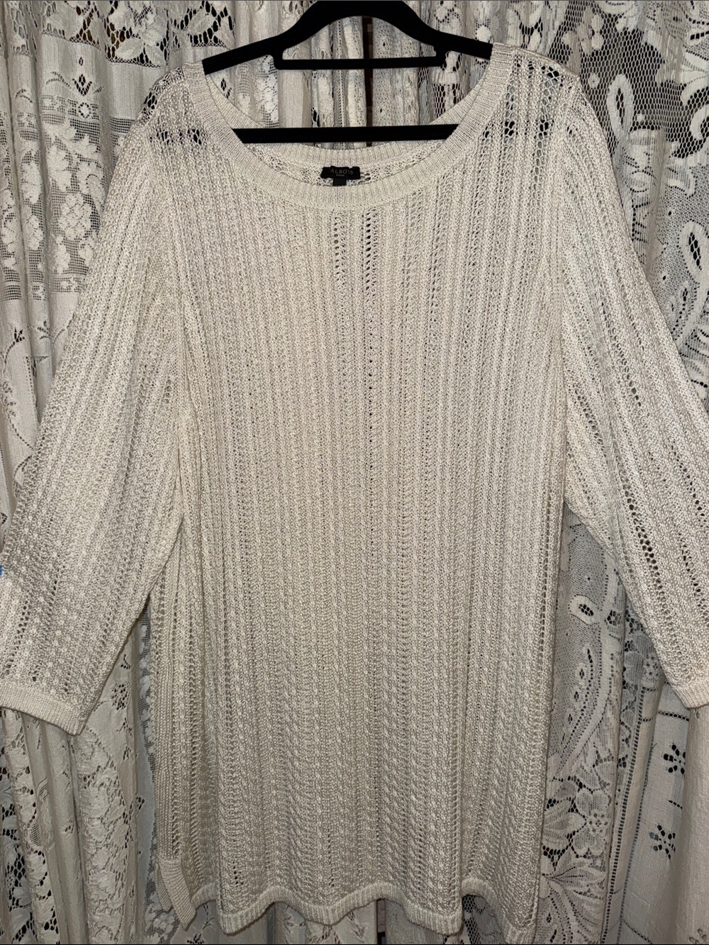 Talbots woman white Open-Knit Scoop Neck Sweater